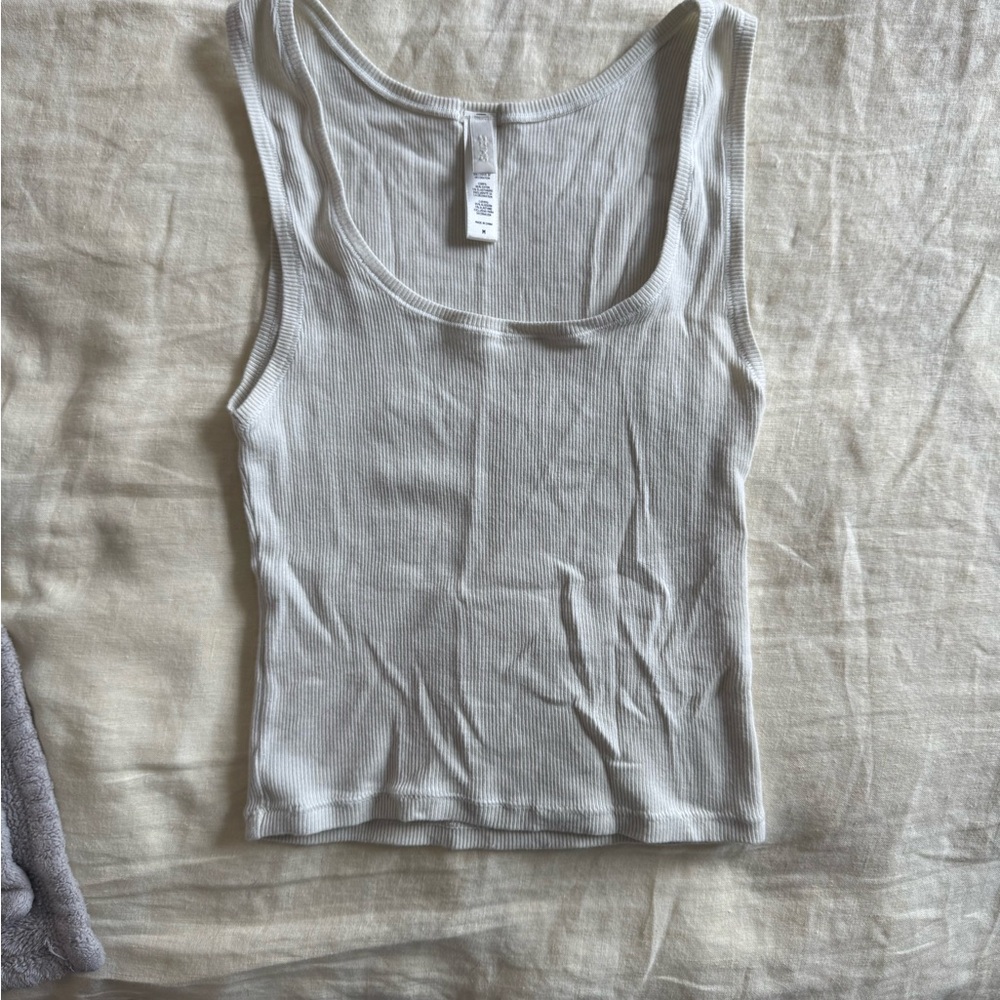 SKIMS Cream Ribbed Tank Top